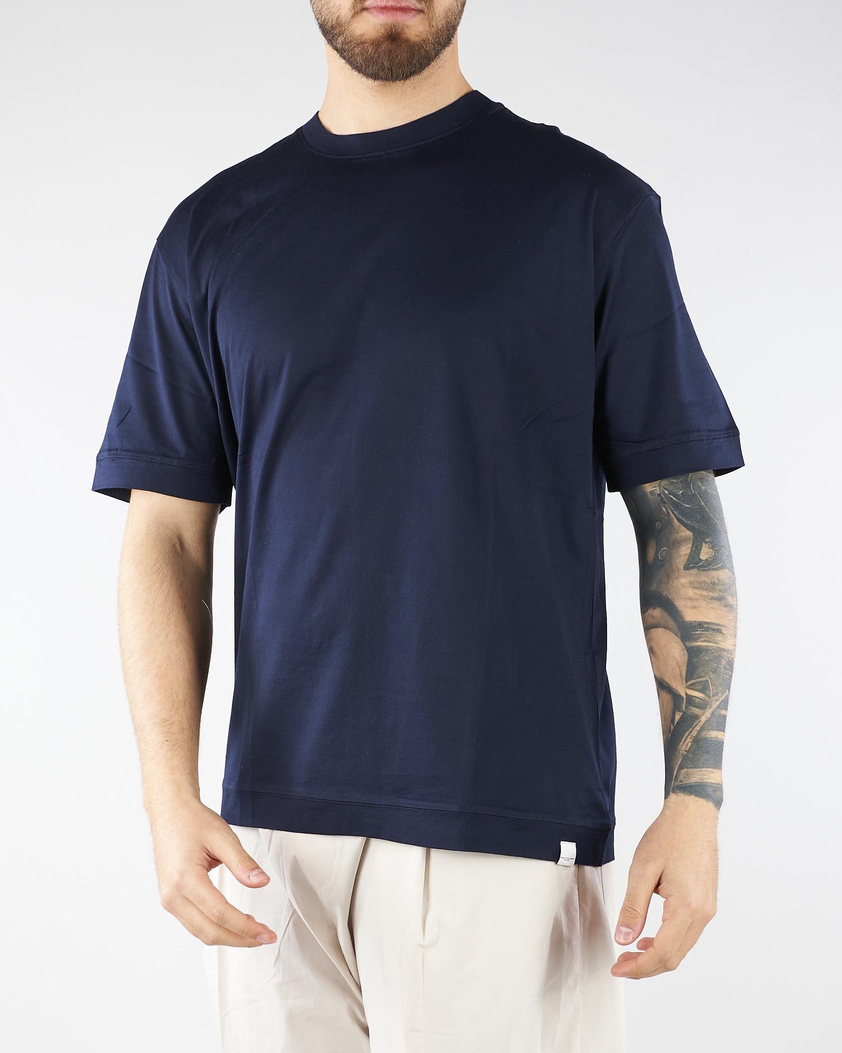 T-shirt Blu in jersey lucido F0134054 6685 PAOLO PECORA 
