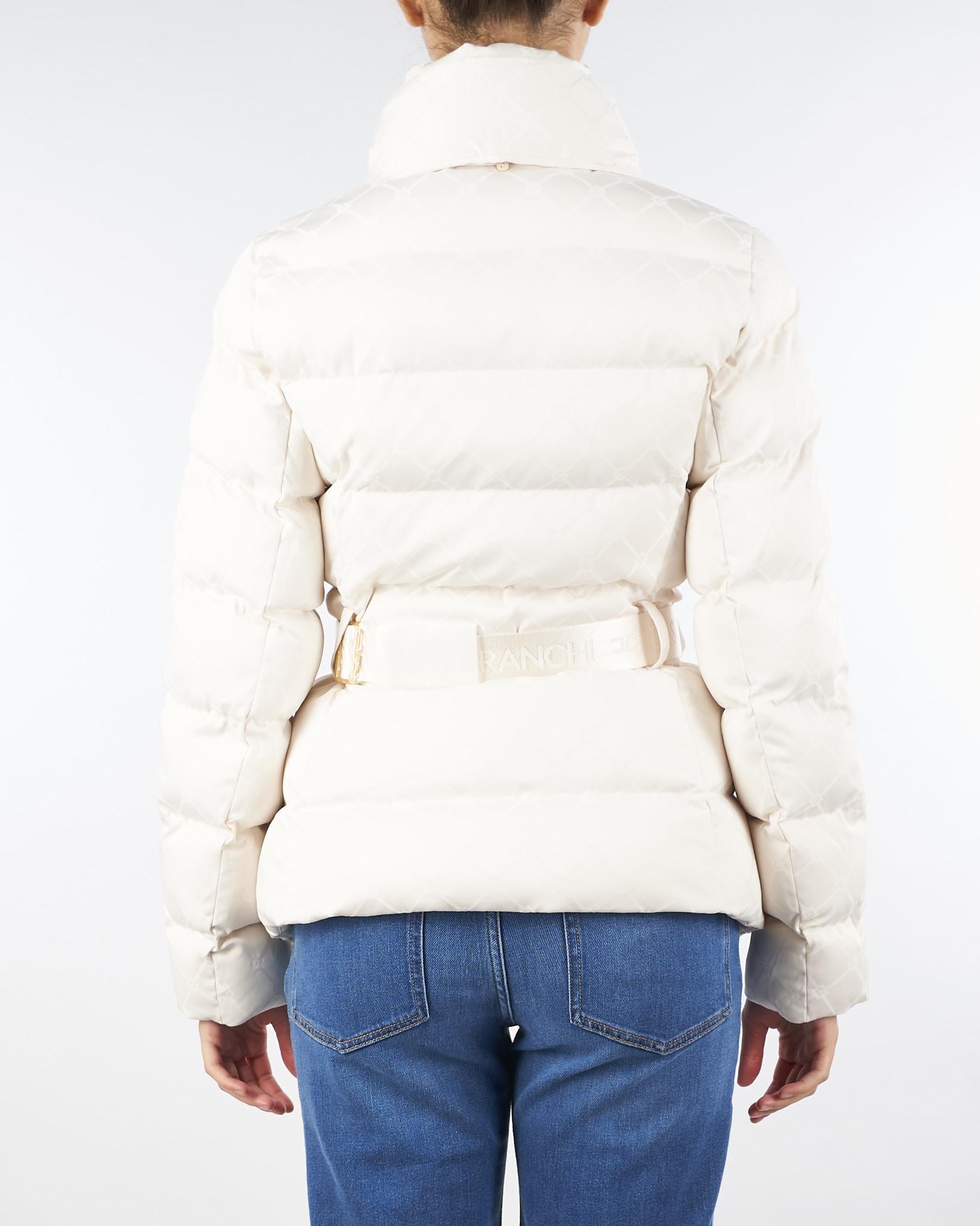 Piumino Milk in tessuto vela jacquard con cintura PI83D56E2 DZ9 ELISABETTA FRANCHI 