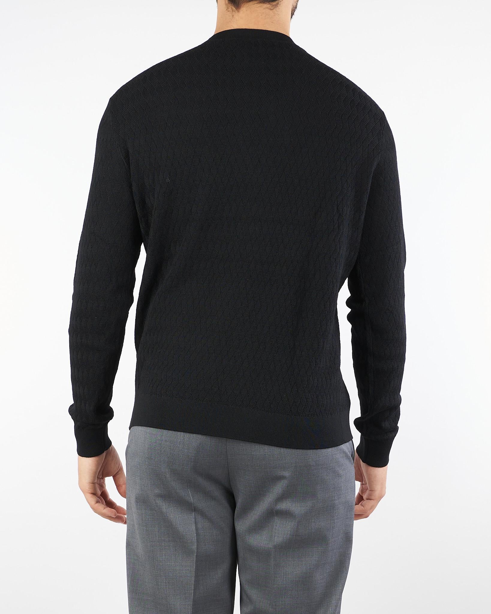 Maglia Nero in pura lana con pattern jacquard a rilievo EM002196AF138510 FC040 EMPORIO ARMANI 