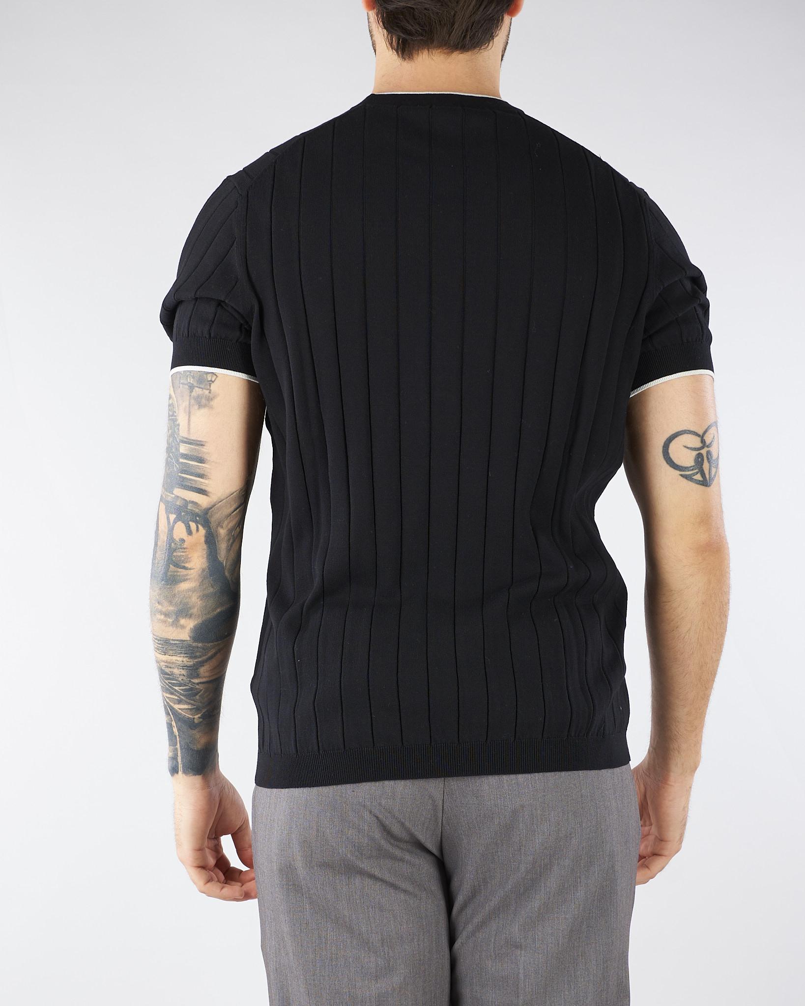 Maglia Nero in cotone a coste con profili a contrasto DK17020 99 DIKTAT 