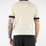 Maglia jacquard a Polo Beige-Nero con profili a contrasto A016F100 0001 PAOLO PECORA 