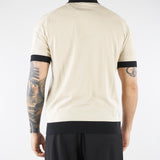 Maglia jacquard a Polo Beige-Nero con profili a contrasto A016F100 0001 PAOLO PECORA 