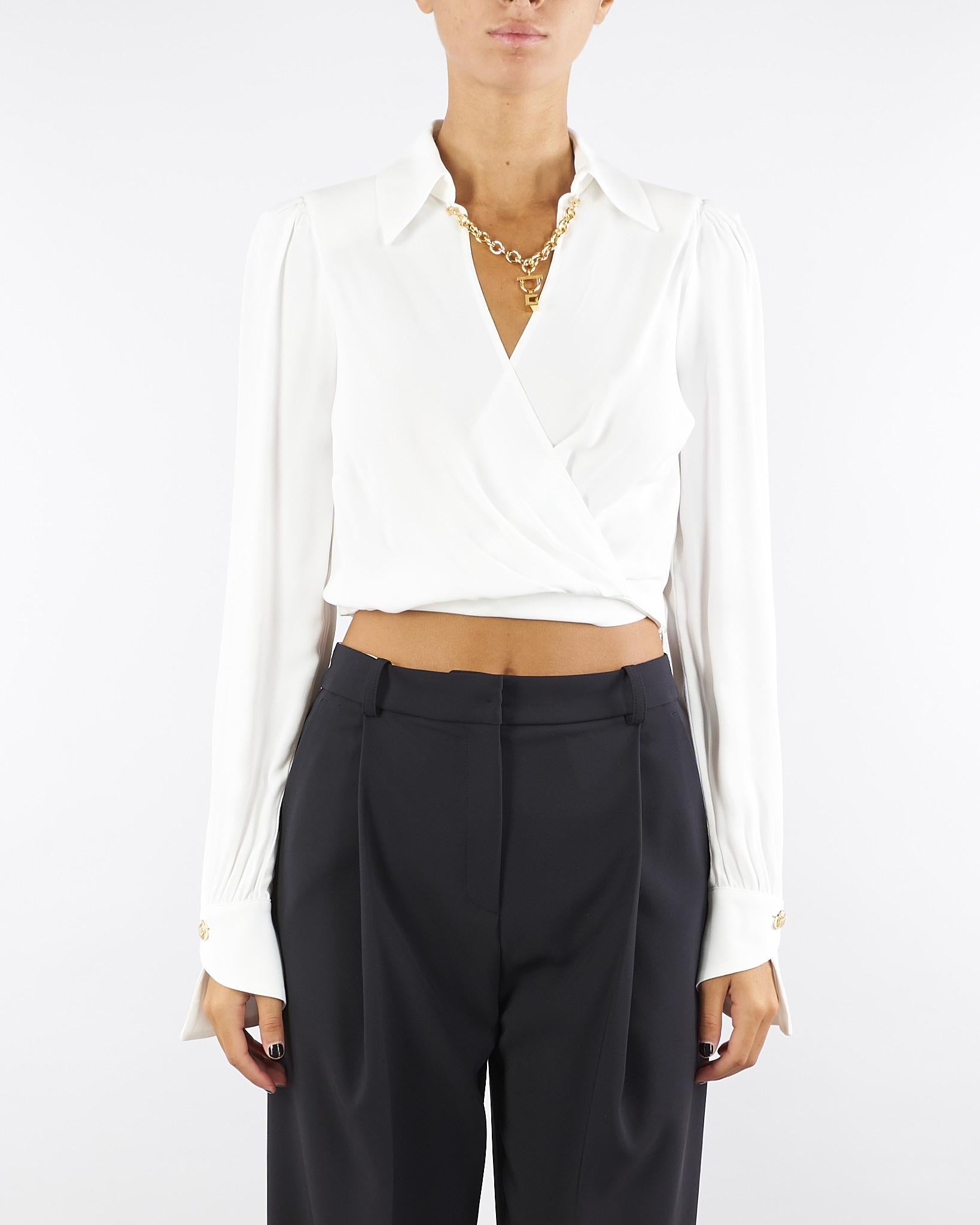 Camicia Avorio in georgette con dettaglio gioiello CAT0256E2 360 ELISABETTA FRANCHI 