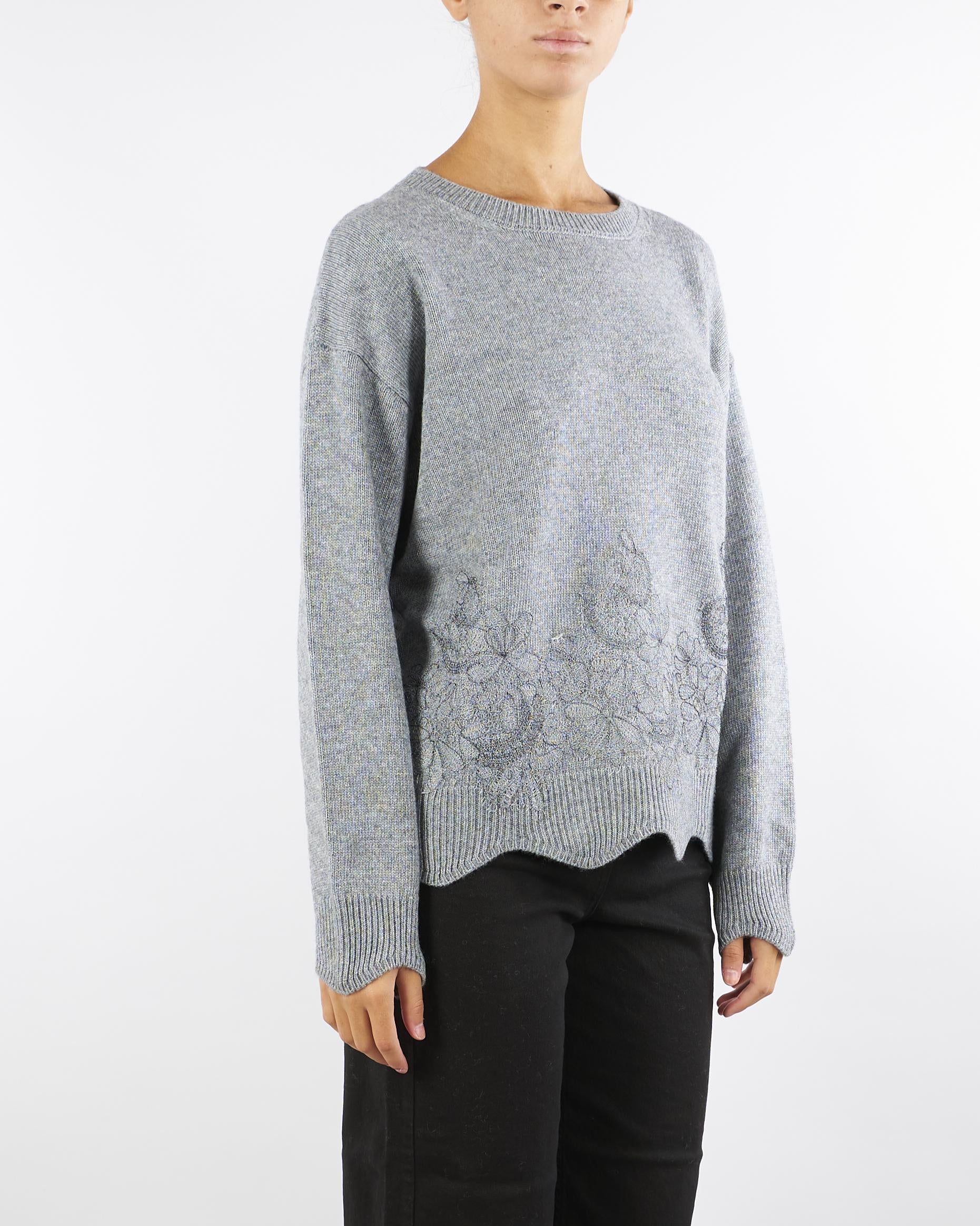 Maglia Grigio in misto lana e cashmere con ricamo A8255675 7 CLIPS 