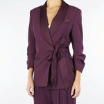 Blazer Bordeaux con chiusura laterale e rever in satin JBF1KHX 85 IMPERIAL 