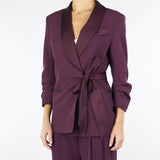Blazer Bordeaux con chiusura laterale e rever in satin JBF1KHX 85 IMPERIAL 