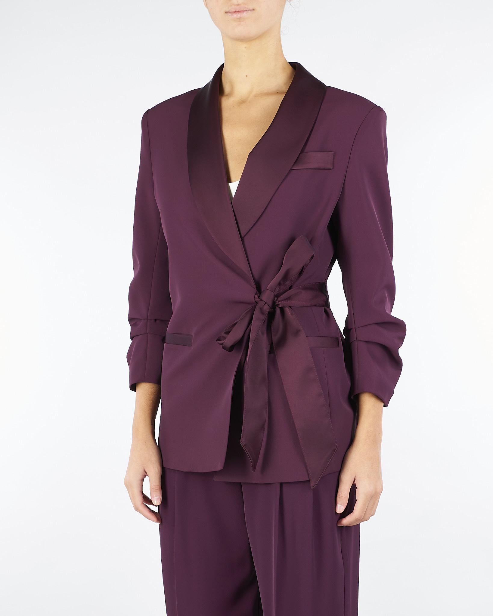 Blazer Bordeaux con chiusura laterale e rever in satin JBF1KHX 85 IMPERIAL 