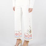 Pantalone bianco in bull di cotone con ricami WKDADUNCO 9 MAX MARA WEEKEND 