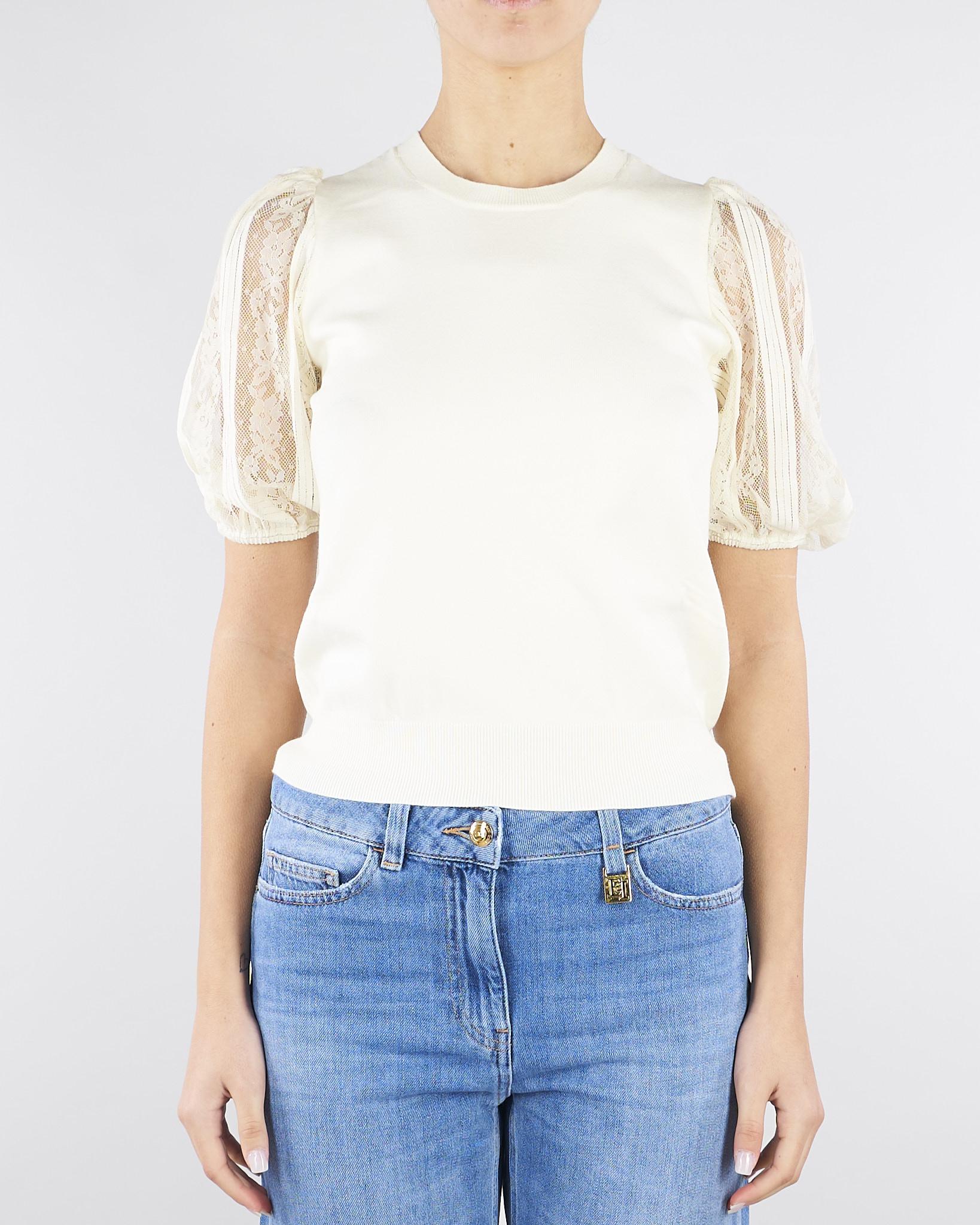 Maglia Burro con maniche corte in pizzo TP3431 59 TWIN SET 