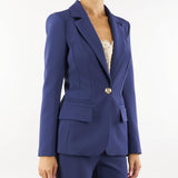 Tailleur in crêpe stretch con giacca sfiancata e pantalone dritto Elisabetta Franchi