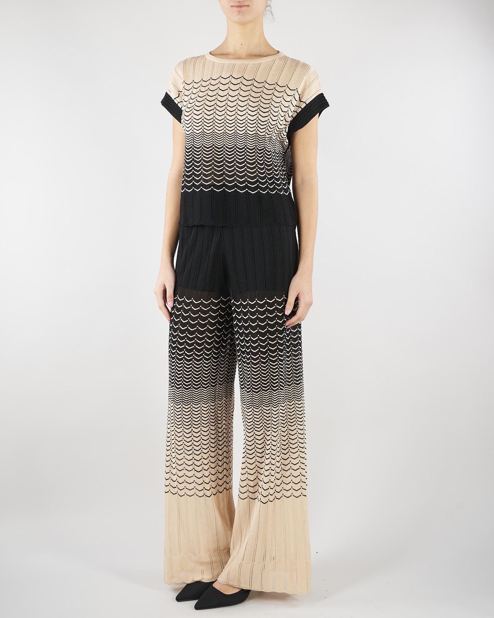 Maglia Micol Crema-Nero con lavorazione ad onde MICOL 810 NENETTE 