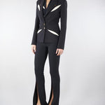 Pantaloni Nero-Burro in crêpe leggero con cut-out e spacchi PA15961E2 685 ELISABETTA FRANCHI 