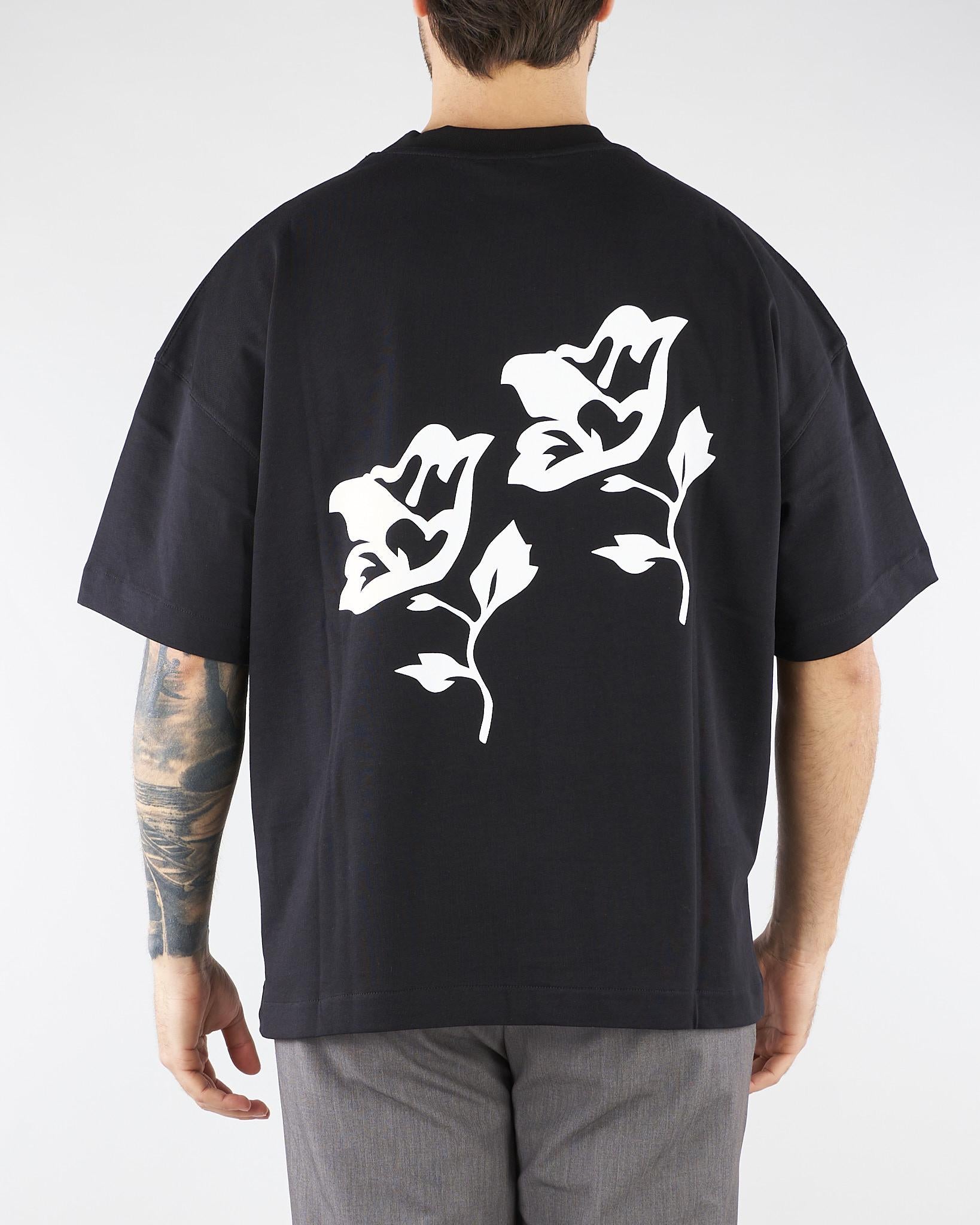 T-shirt Nero Oversize con stampa rose TS3741 9 I'M BRIAN 
