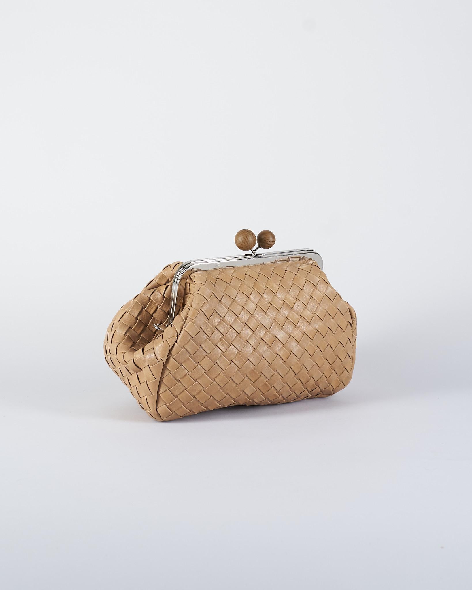 Borsa Beige Pasticcino Bag Medium in pelle intrecciata PANCIA 1 MAX MARA WEEKEND 