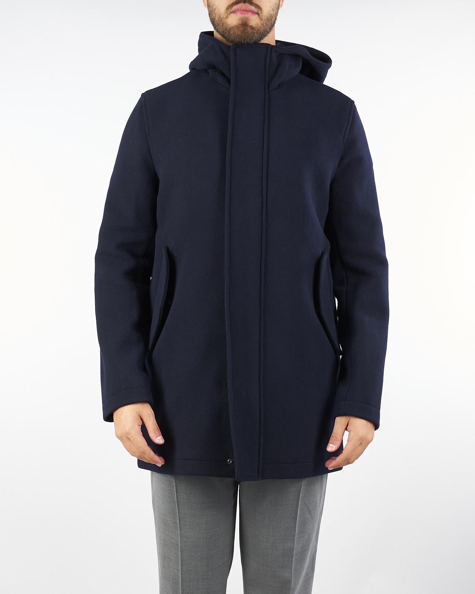 Parka Blu in panno misto lana con cappuccio 3932H8317FC253738 89 MANUEL RITZ 