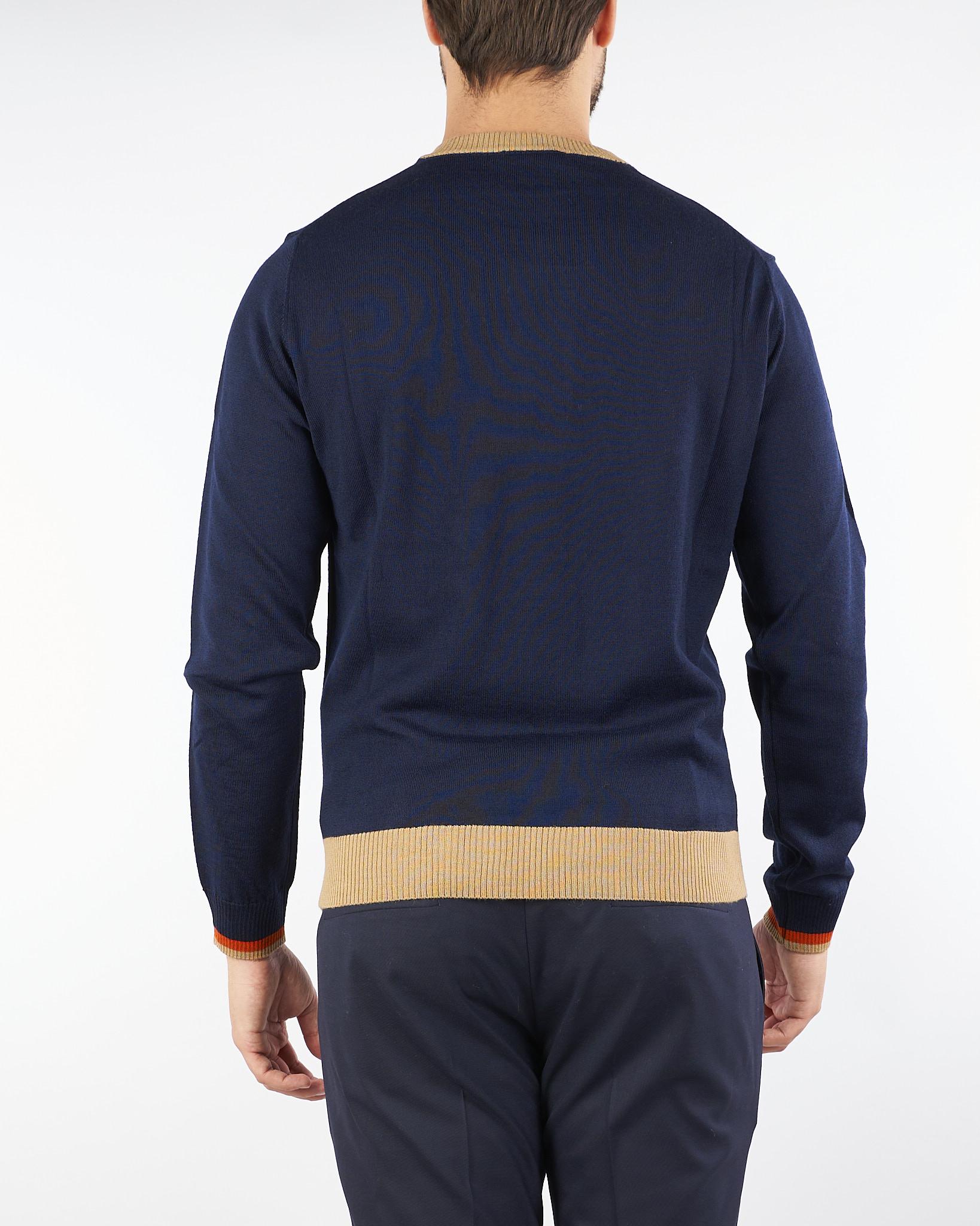 Maglia Blu con profili a contrasto in misto lana 3932M500253807 89 MANUEL RITZ 