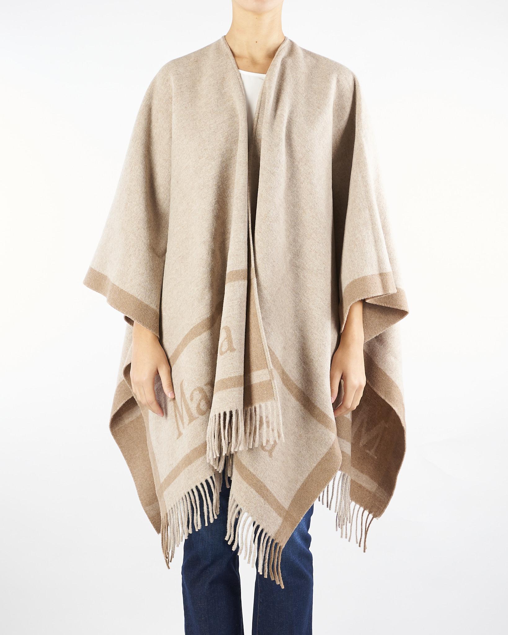 Poncho Beige in pura lana con logo HILDESTD 1 MAX MARA STUDIO 