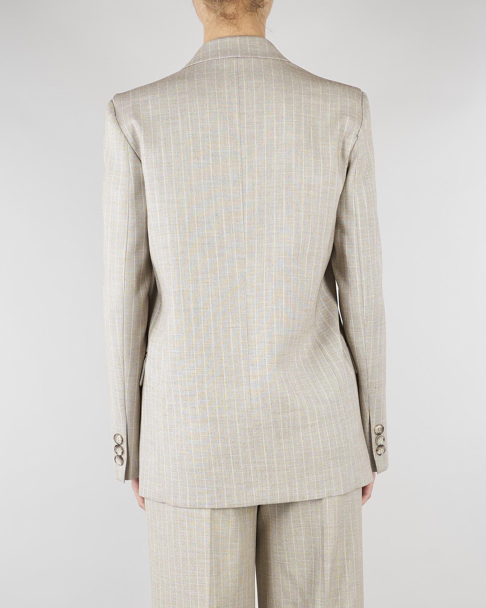 Blazer Doppiopetto Gessato Beige Collo a Lancia TAB0228 35 VICOLO 