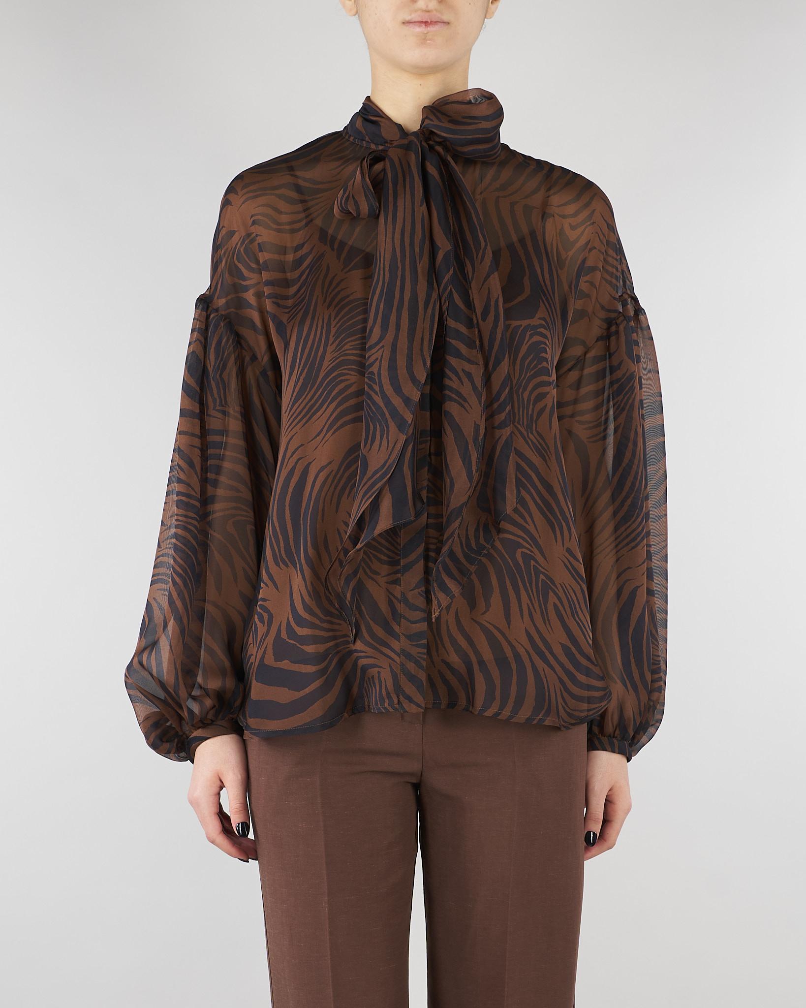 Blusa Marone in chiffon di seta stampata MSTBALLATA 2 MAX MARA STUDIO 