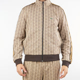 Felpa Beige in jacquard monogram con zip e logo SH1368 6IR LACOSTE 