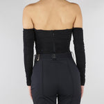 Body Nero in jersey crêpe leggero con drappeggi BO01561E2 110 ELISABETTA FRANCHI 