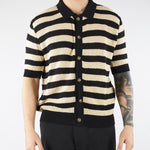 Polo in Maglia Nero-Crema a righe S6PKMAKP077 110 A PAPER KID 