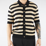 Polo in Maglia Nero-Crema a righe S6PKMAKP077 110 A PAPER KID 