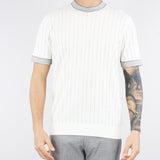 Maglia Bianco jacquard con bordi a contrasto