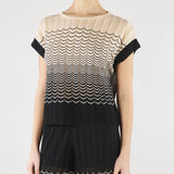 Maglia Micol Crema-Nero con lavorazione ad onde MICOL 810 NENETTE 
