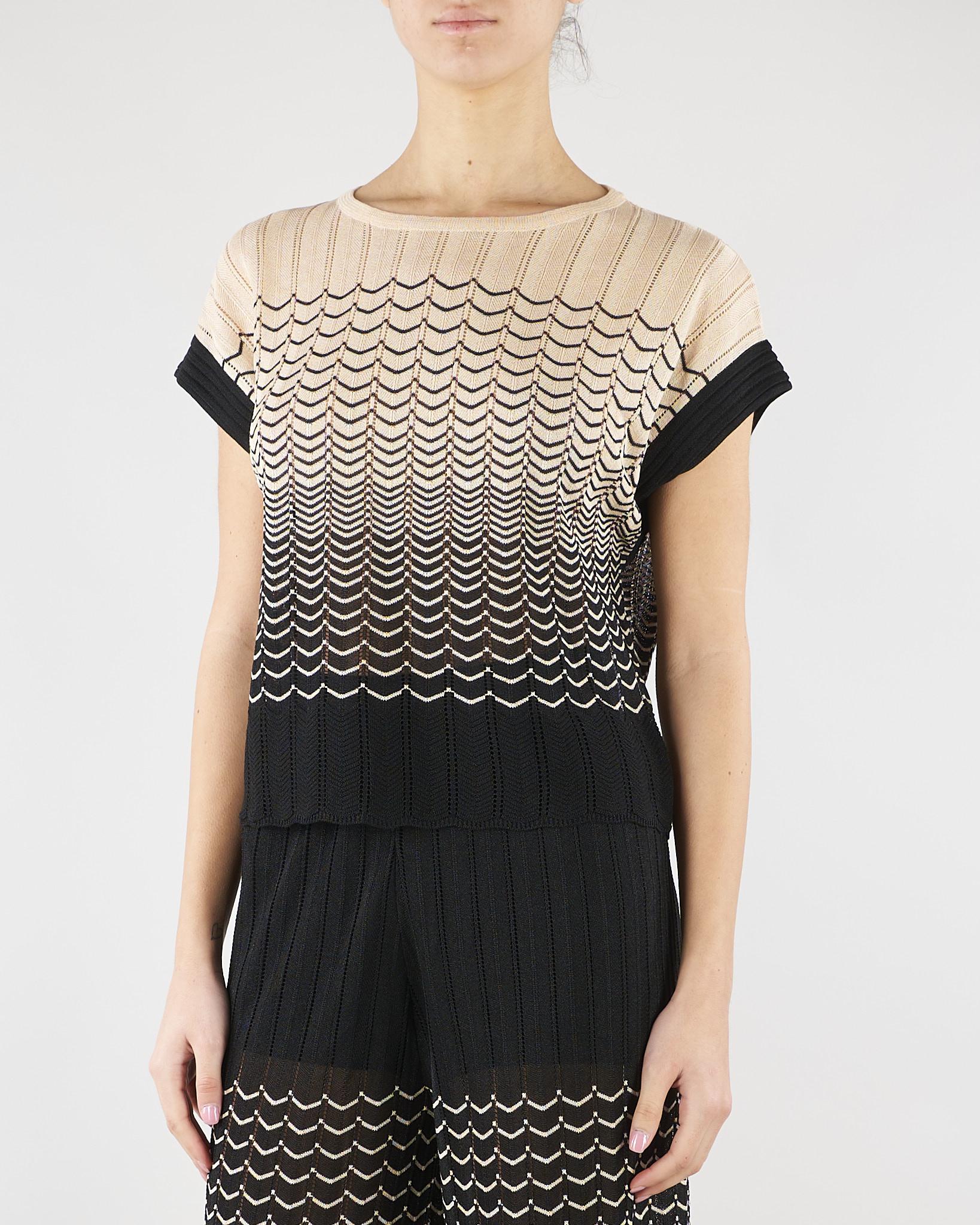 Maglia Micol Crema-Nero con lavorazione ad onde MICOL 810 NENETTE 