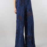 Pantalo jacquard Blu wide leg SP5MR028 3000 ICONA 
