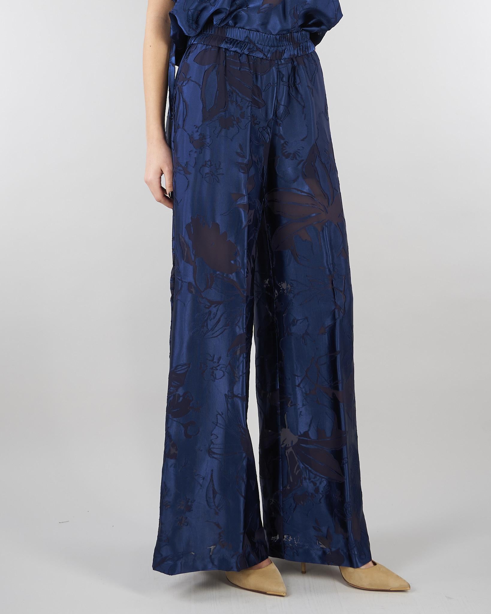 Pantalo jacquard Blu wide leg SP5MR028 3000 ICONA 