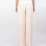 Pantalone Cipria ampio con doppia pinces in raso heavy