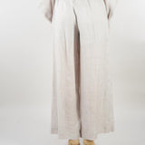 Pantalone Grigio in lino crop con elastico M6PK01 889 MEIMEIJ 