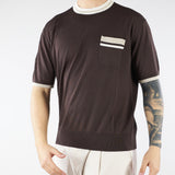 Maglia Marrone in pura seta e cotone con profili a contrasto A032F200 2345 PAOLO PECORA 