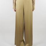 Pantalone Verde in satin wide leg E2259420 30 CLIPS 