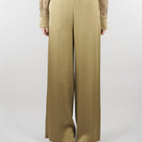 Pantalone Verde in satin wide leg E2259420 30 CLIPS 