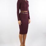 Cardigan Merlot in maglia a rombi con dettaglio gioiello MK29B56E2 EA4 ELISABETTA FRANCHI 