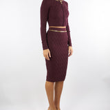 Cardigan Merlot in maglia a rombi con dettaglio gioiello MK29B56E2 EA4 ELISABETTA FRANCHI 