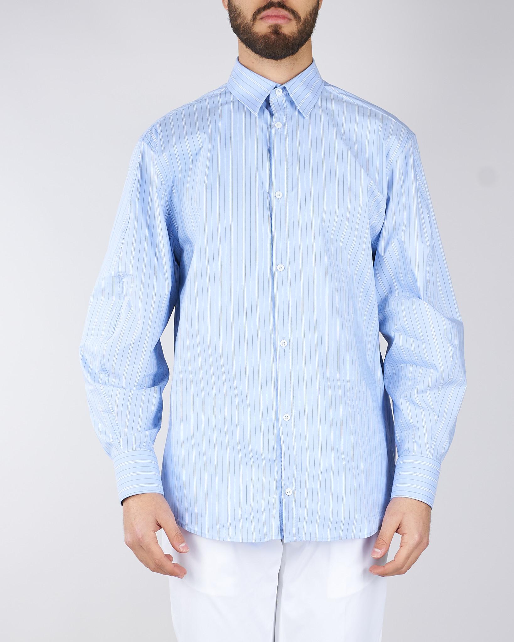 Camicia Celeste Oversize in cotone a righe CA3308 11 I'M BRIAN 