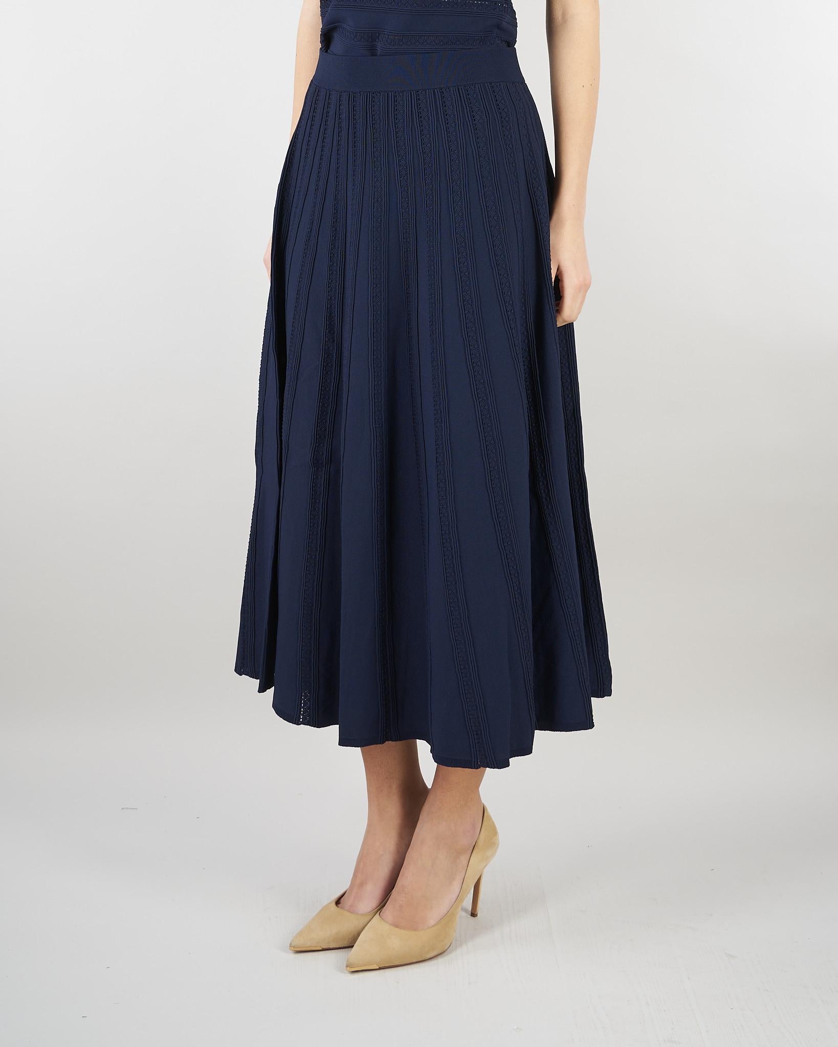 Gonna Blu in maglia di viscosa pointelle RA6053MA89R 93713 BLUGIRL 