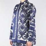 Camicia Patchwork Blu-Bianco in seta stampata WKDLASTRA 1 MAX MARA WEEKEND 