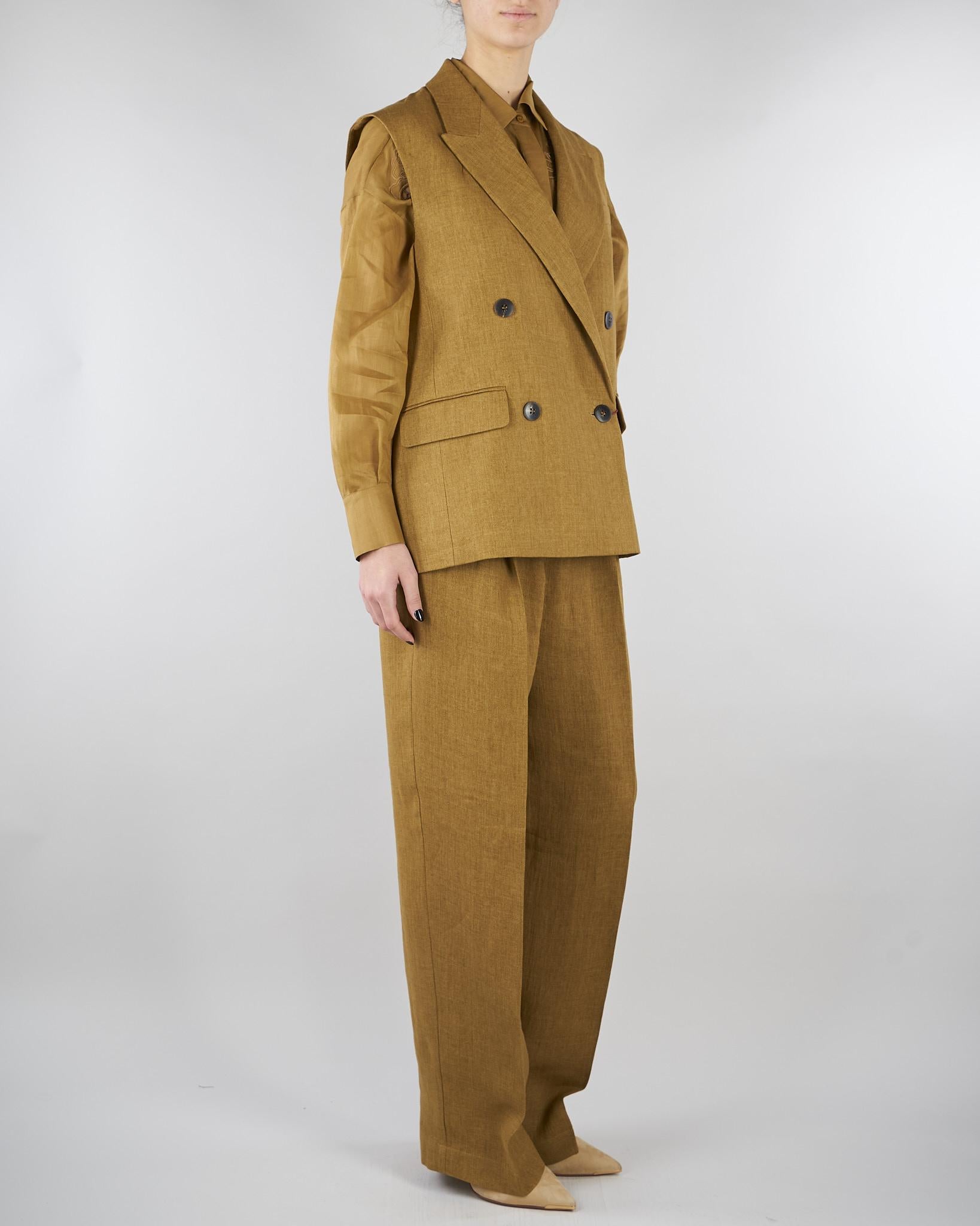Gilet Senape in batavia di lino MSTAIA 29 MAX MARA STUDIO 