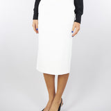 Gonna Avorio in doppio crêpe leggero con dettaglio gioiello