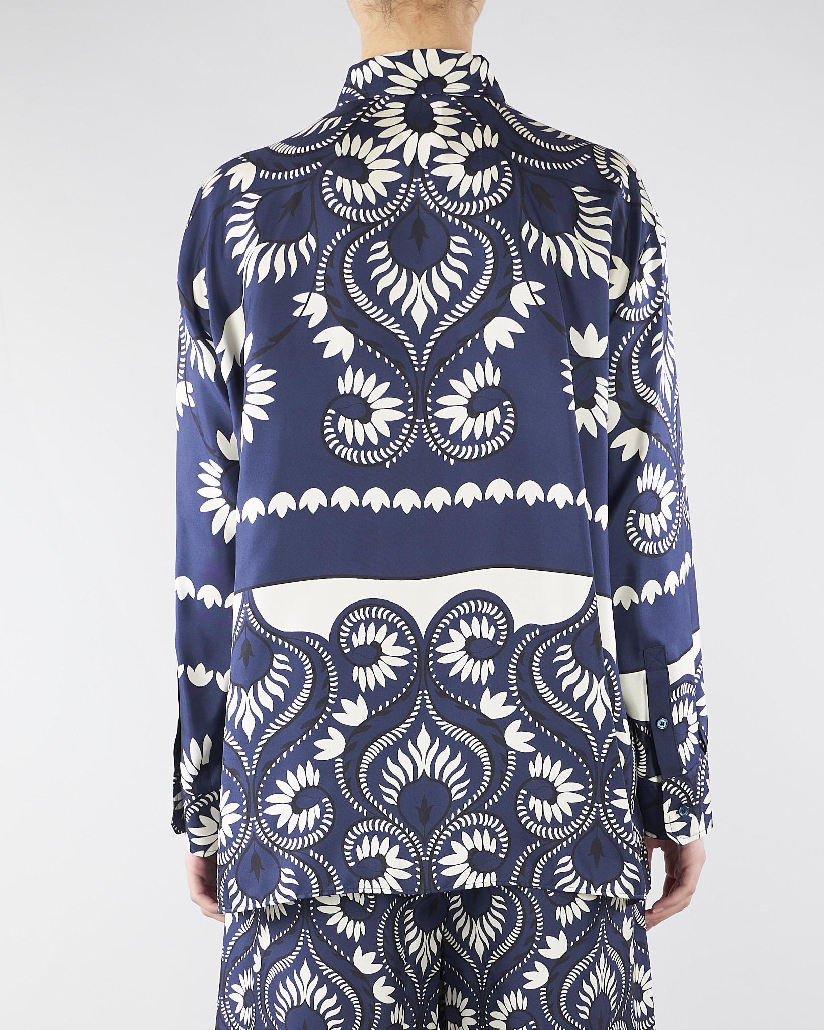 Camicia Patchwork Blu-Bianco in seta stampata WKDLASTRA 1 MAX MARA WEEKEND 