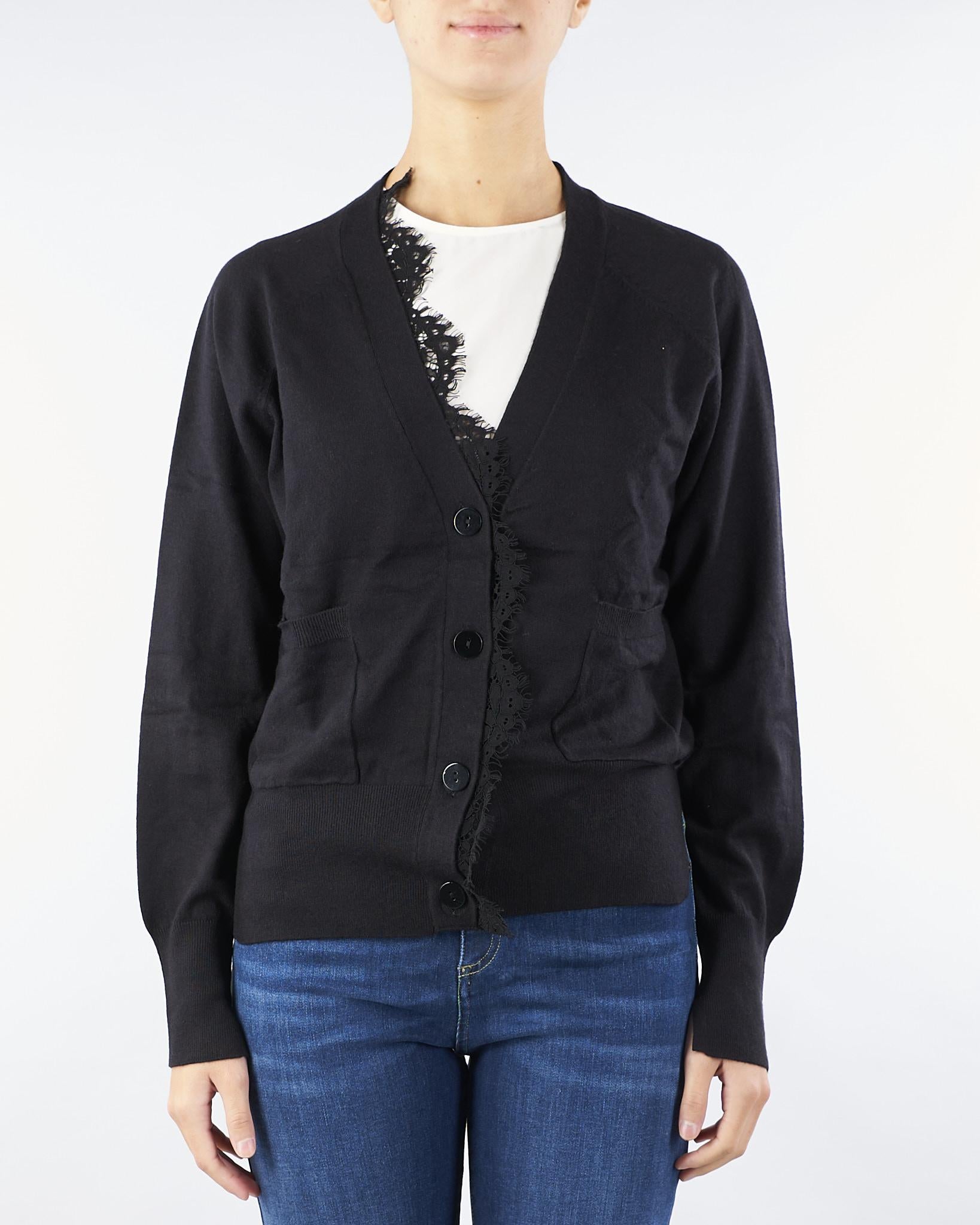 Cardigan Nero con inserti in pizzo NS241 99 NO SECRETS 