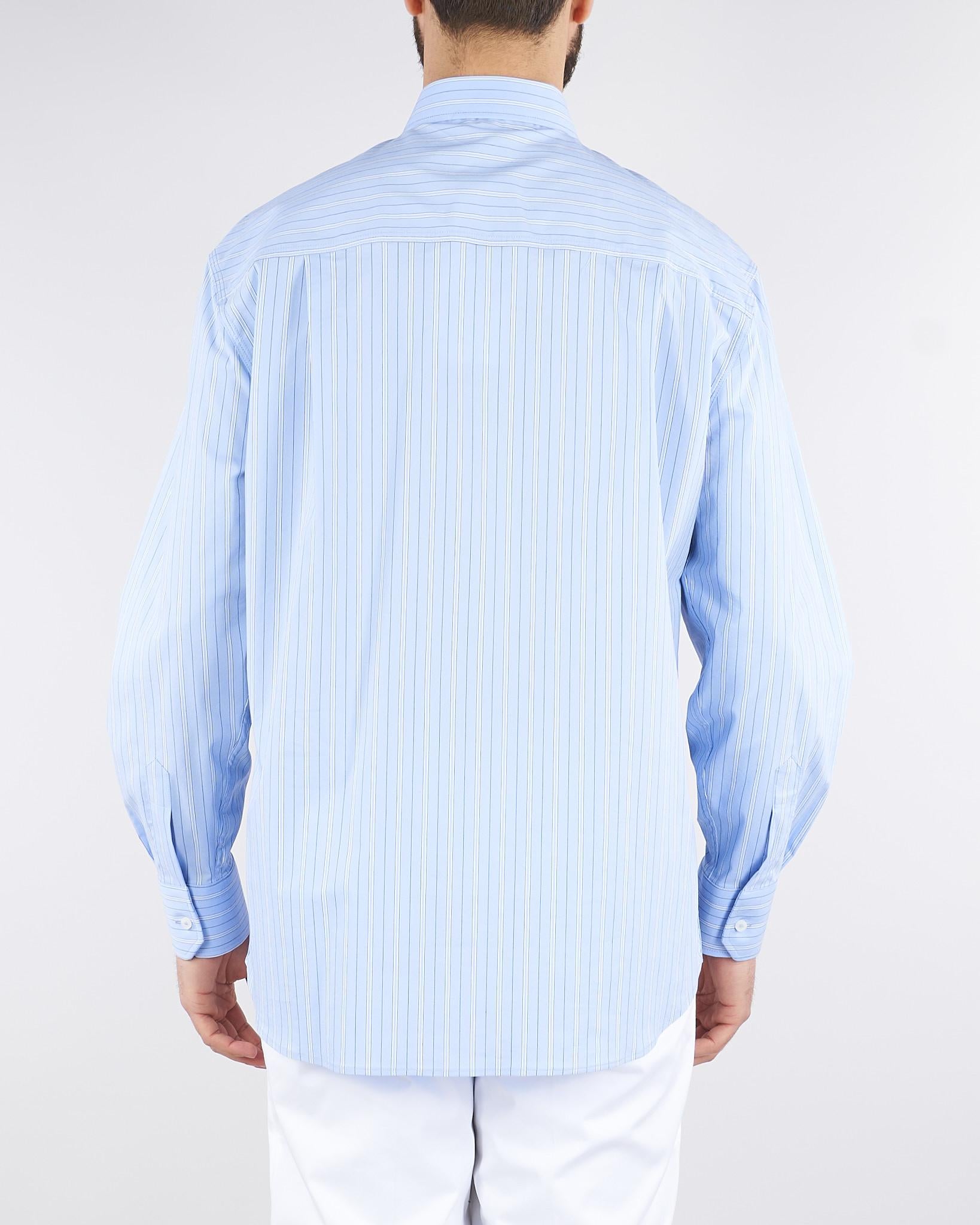 Camicia Celeste Oversize in cotone a righe CA3308 11 I'M BRIAN 