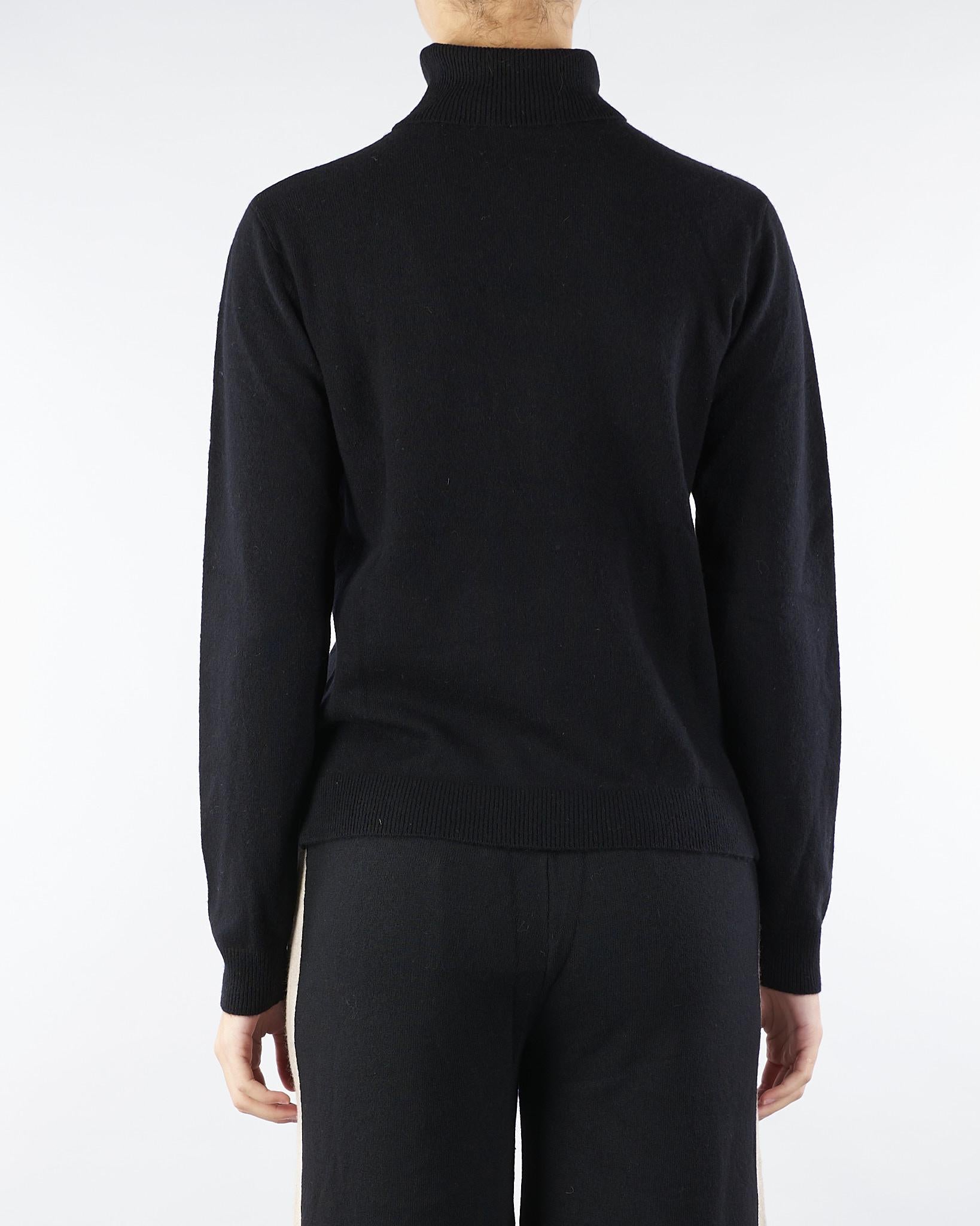 Maglia Dolcevita Nero in pura lana e cashmere RI5NT001 0001 ICONA 