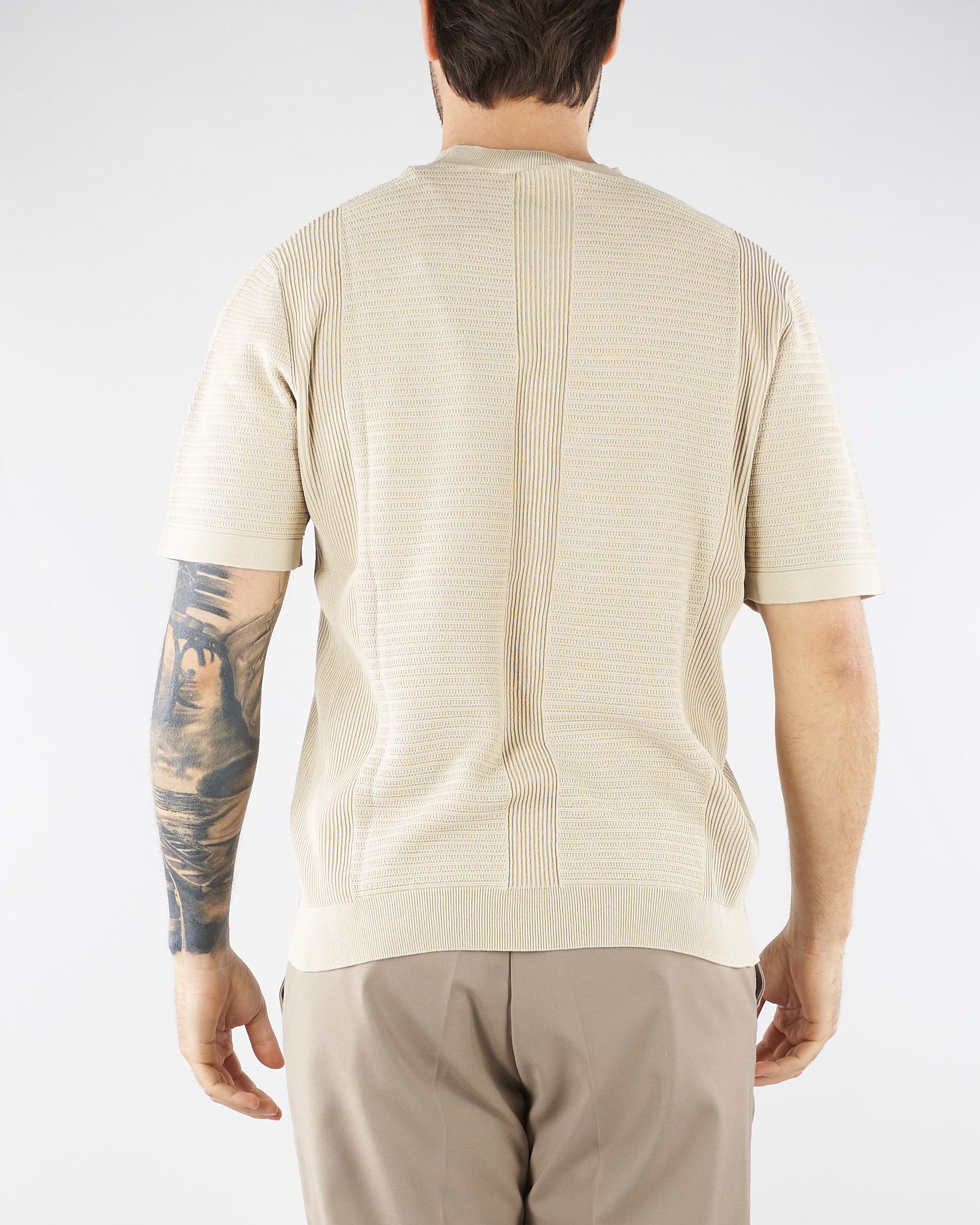 Maglia jacquard Beige in cotone lavorato A028F300 1420 PAOLO PECORA 