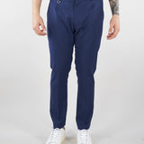 Pantalone Max Blu in fresco lana con elastico e pences GC1PSS266896 E003 GOLDEN CRAFT 